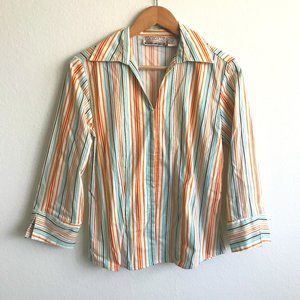 Vintage 1970s Striped Hook Clasp Collared Shirt South Dudley Clothing Company